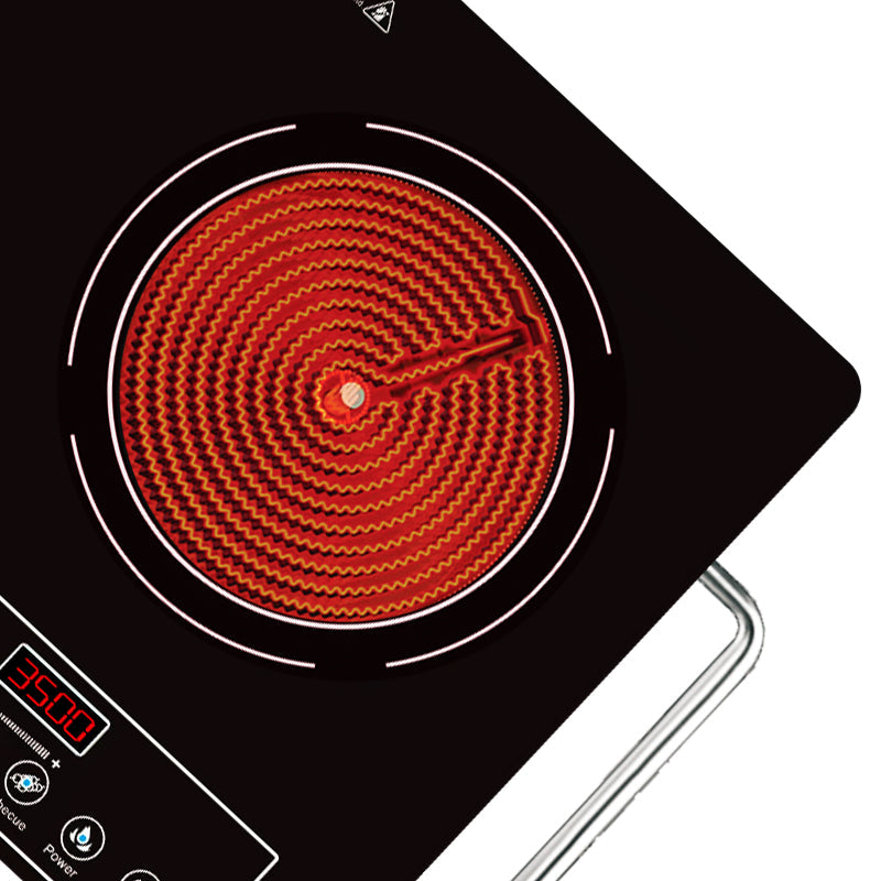 Plită Ceramica HALEY, 2 Ochiuri – 3500W, Geam Cristal Negru, Timer, Control Tactil, Oprire Automată